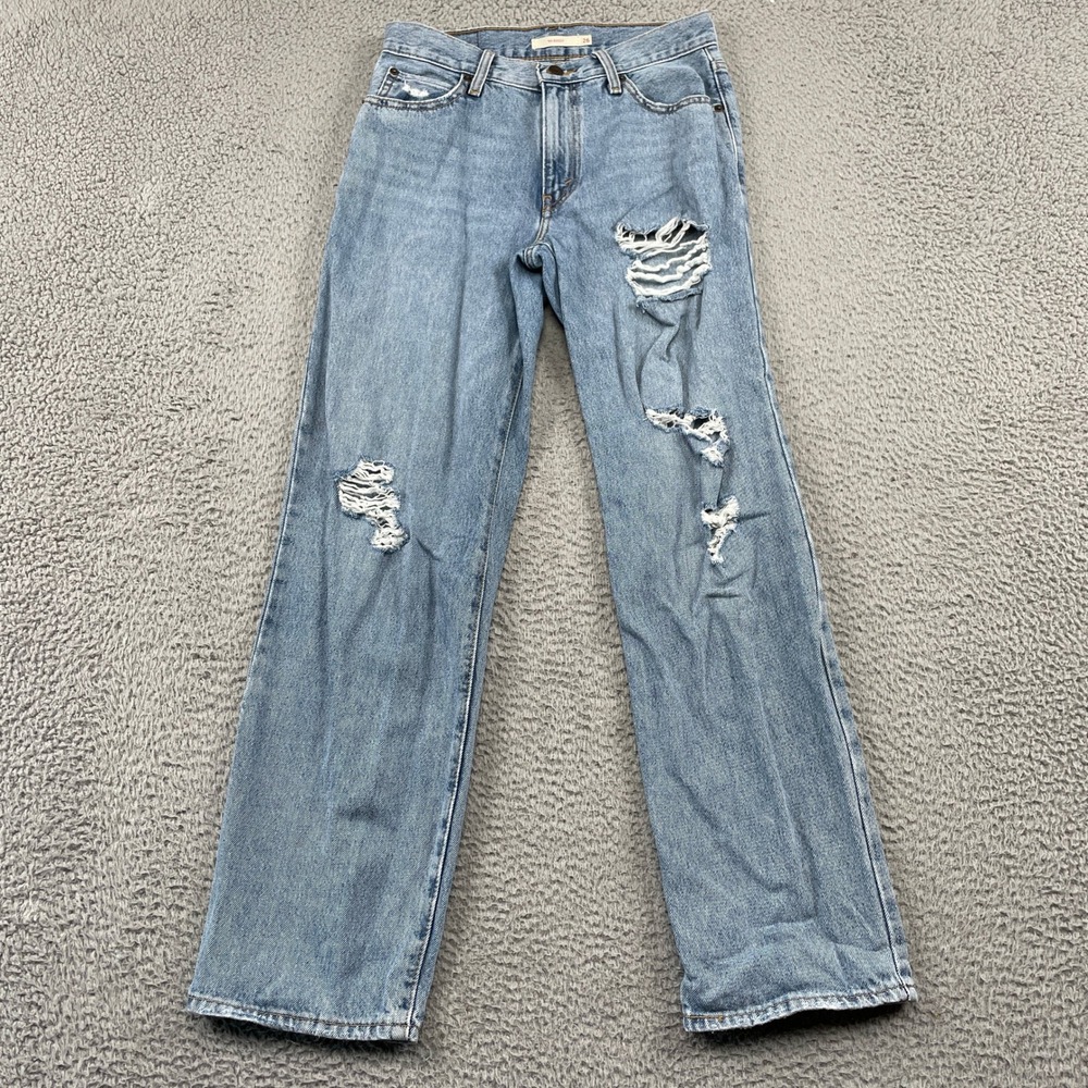 Levi's Jeans Womens 26 Blue '94 Baggy High Rise Distressed Ripped Straight Leg
